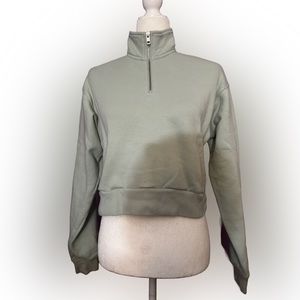 TNA‎ Cozy Quarter Zip Fleece Sweater Mint Cropped Small Pastel Spring Top